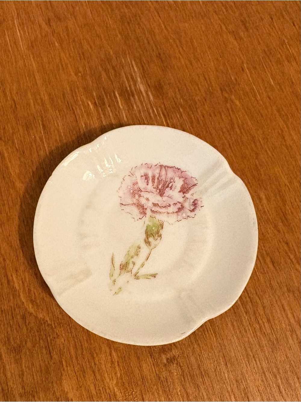 Butter Pat with Pink Carnation - Picture 3 of 7